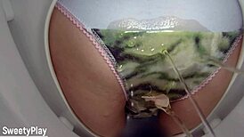 omg, watch piss in panties dripping on toilet bowl cam! 💦