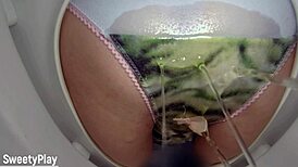 omg, watch piss in panties dripping on toilet bowl cam! 💦