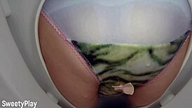 omg, watch piss in panties dripping on toilet bowl cam! 💦