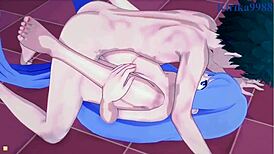 Momo and nejire with izuku in intense scene