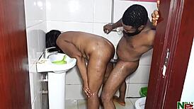 Intense bathroom sex with bent over milf candy t