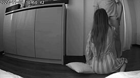 Wife cheats on her husband with his best friend in a real homemade setting.