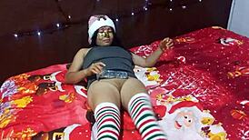 Christmas Day Indian Masturbation in Sexy Latin Lingerie Feels So Naughty and Wild