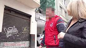 here’s my first gangbang at a porn cinema, part 1-2, with guys unloading in my mouth