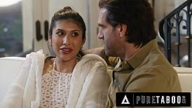 Pure Taboo shows a cunning delivery guy claiming petite Penelope Woods's virginity as stepdad.