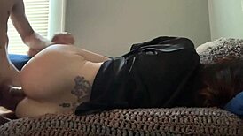 Intensely fucked neighbor's ass, filled all holes with cum on face and in mouth, dripping on eyes.