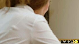 Kinky Brunette Teen Cheats in Hairless Pussy Play