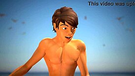 Watch the oily babe get pounded at the beach!