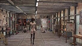 fallout 4 fashion unfolds as cute brunette slut gives animated footjob in hentai game