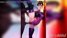 Hentai girls from Evangelion in wild 3D cartoon action by L AI