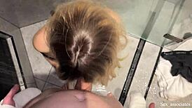 hot stepmother helps stepson with broken arms to cum in bathroom