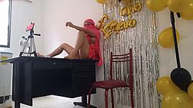 Indian Woman Celebrates Birthday with Dry Dark Vagina in Homemade Interview