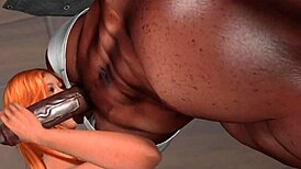 Redhead hentai girl sucks big black cock!