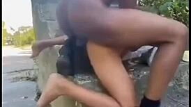 gave it up to a brazilian with a huge cock outdoors. nearly caught in abandoned lot.