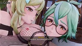 i’m hooked on pinksama’s night in mondstadt ep with wild 3d futanari lesbian action