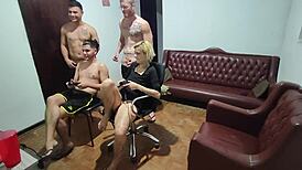 Friends gather for a chat and end up bareback fucking hard