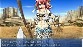 Minotaur Girl in Wild Anime Action with Big Tits on Display