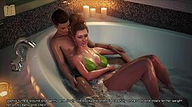 stepmother and wife unwind together in a steamy anime scene with hentai vibes