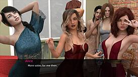 In the anime game Pine Falls 28, characters explore a world of big tits and hentai adventures.