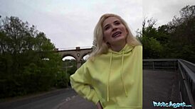 So this stunning blonde Euro babe got a deep hard cock outdoors.