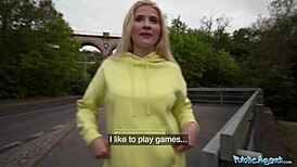 So this stunning blonde Euro babe got a deep hard cock outdoors.