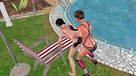 Cute lesbian girls in 3D anime fucking from behind 😍