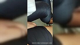 Mature woman in leggings on the street