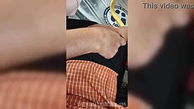 Mature woman in leggings on the street