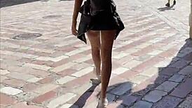 pov teen flashes tits and gets face fucked in tourist hotspot