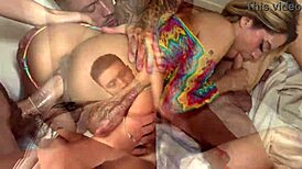 First Double Vaginal for Tiny Melisa Bunny, Choking on Huge Cocks in Insane Action