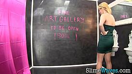 Slut Pounds Gloryhole Dick in Messy European Action