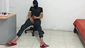 stepsister’s teasing gets me hard for solo cock stroking