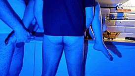 wife sucks 2 cocks in neon light threesome full scene ep 4611