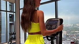 Fit Girl Fucks Hard After Training, Craves Cum on Face in Public Outdoor Cumwalk