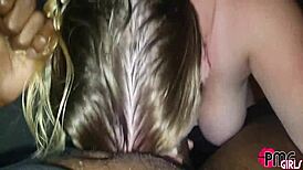 blonde wife sucks neighbor's big cock at work