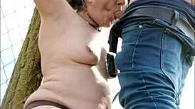 slapping and bending over this european housewife for raw homemade action at the farm