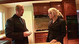 teen with shaved pussy takes monster cock in wild cumshot scene. crazy assfucking included.