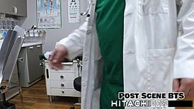 freshman ditria rose gets forced into a wild hitachi orgasm backstage