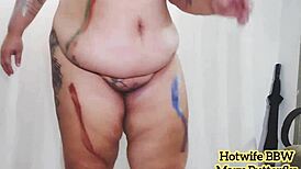 bbw hotwife swinger mary butterfly dances in brazilian carnaval showing saggy tits and nipples.