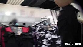 The czech teen was tempted in the mall and rode the cock in pov