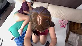 Ricky Valenz sneaks a fuck with roommate while Latina wife watches VR