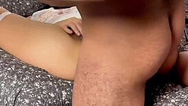 chilean couple gets steamy with massage, lingerie, and dripping creampie action.