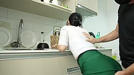 myanmar teacher rushes rough doggystyle sex before school in uniform