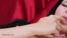 Super Hot Brunette Teen Teases on Sofa