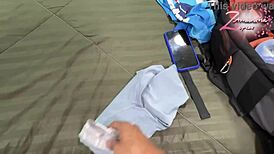 I give him a delicious treat before he goes to train. He enjoys it thoroughly.