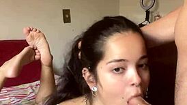 i woke up and we filmed this sloppy blowjob on the bed, ass up, ponytail, for wellington prado to deepthroat his monster cock