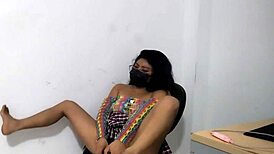 submissive woman with big ass rides pink dildo in her pussy on camera