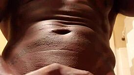 Hallelujah Johnson worships BBC in solo masturbation, dominated by muscular maledom