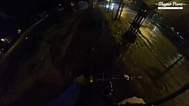 Perfect teen Lili Charmelle rides hard outdoors