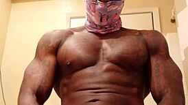 Hallelujah Johnson worships BBC in solo masturbation, dominated by muscular maledom